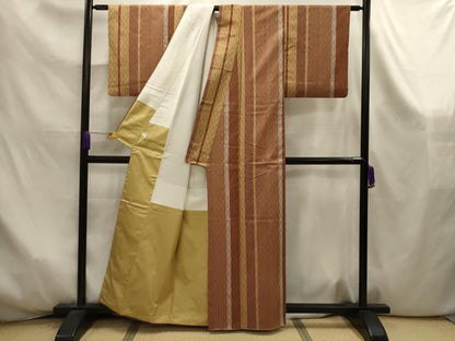 平和屋着物■上質な紬　よろけ縞　正絹　逸品　AABK6038sx