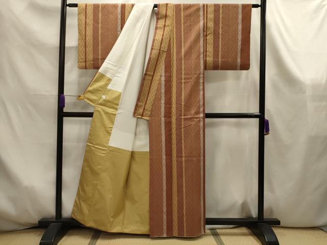 平和屋着物■上質な紬　よろけ縞　正絹　逸品　AABK6038sx