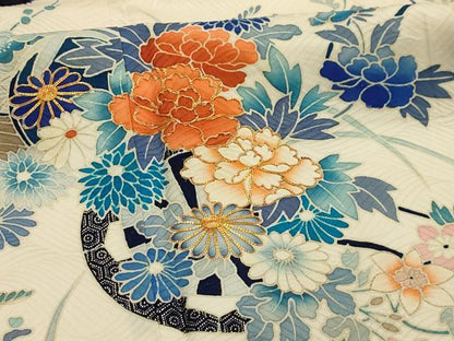 平和屋着物■豪華振袖　絞り　駒刺繍　花車文　金彩　正絹　逸品　AABK6041sx