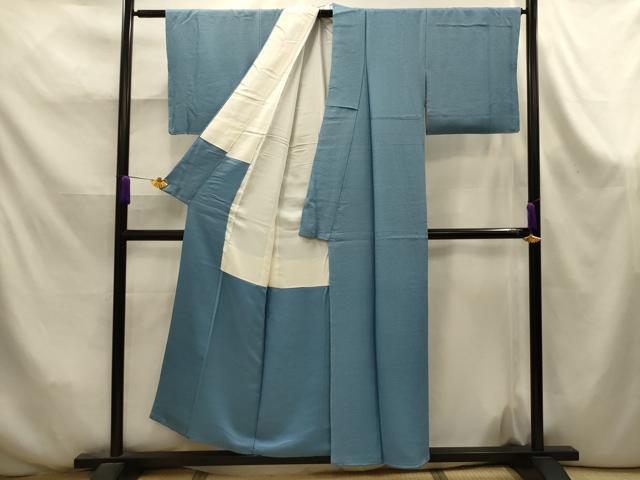 平和屋着物■上質な色無地　紋意匠　藍鼠色　正絹　逸品　AABK6053sx