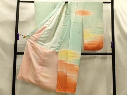 平和屋着物■小振袖　二尺袖　霞文　暈し染め　正絹　逸品　AABK6054sx