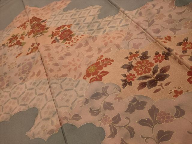 平和屋着物■訪問着　雲取り吉祥花文　金彩　正絹　逸品　AABK6059sx