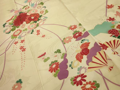 平和屋着物■豪華振袖　駒刺繍　薬玉文　金彩　正絹　逸品　AABK6062sx