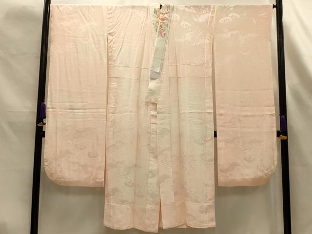 平和屋着物■長襦袢　無双仕立て　片輪車飛鶴花文　暈し染め　半衿刺繍　正絹　逸品　AABK6064sx