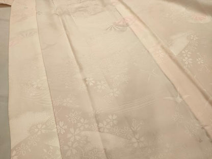 平和屋着物■長襦袢　無双仕立て　片輪車飛鶴花文　暈し染め　半衿刺繍　正絹　逸品　AABK6064sx