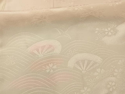 平和屋着物■長襦袢　無双仕立て　片輪車飛鶴花文　暈し染め　半衿刺繍　正絹　逸品　AABK6064sx