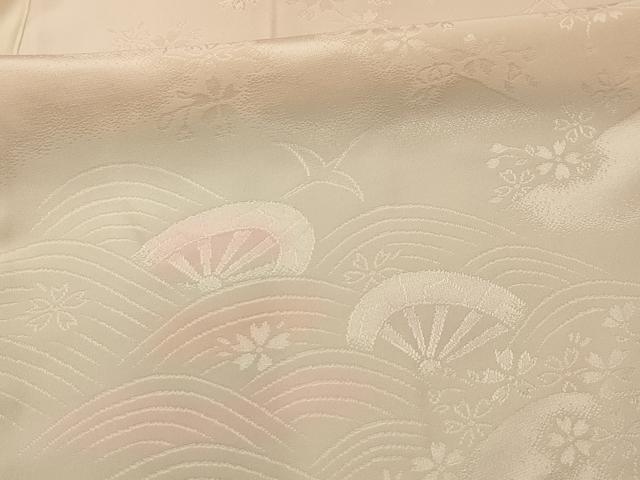 平和屋着物■長襦袢　無双仕立て　片輪車飛鶴花文　暈し染め　半衿刺繍　正絹　逸品　AABK6064sx