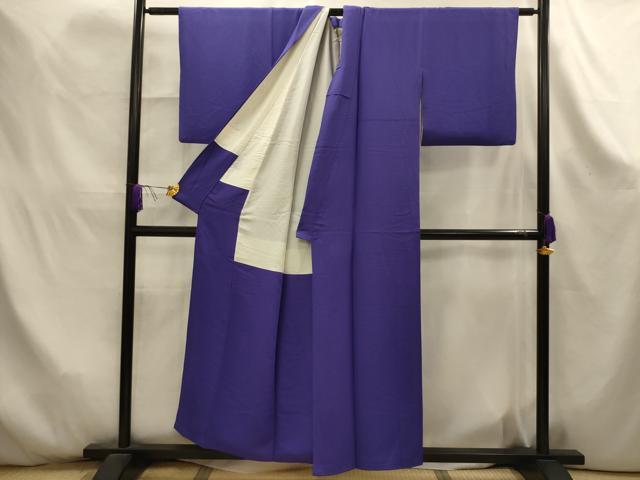 平和屋着物■上質な色無地　紋意匠　紅桔梗色　正絹　逸品　AABK6065sx