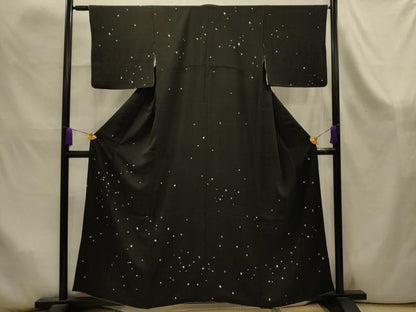 平和屋着物■訪問着　手描き　大小あられ　黒地　正絹　逸品　AABK6066sx
