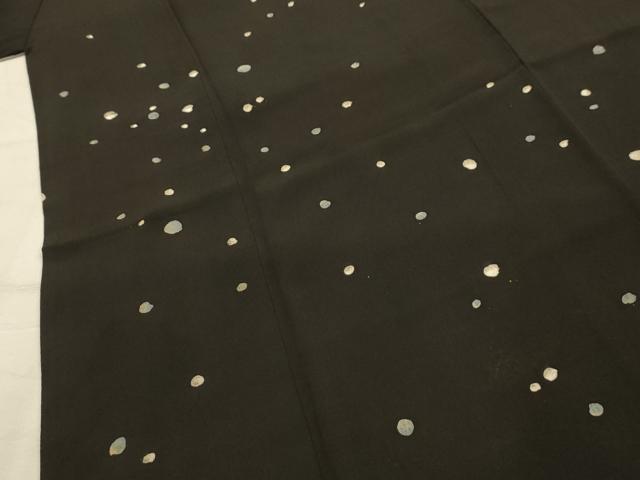 平和屋着物■訪問着　手描き　大小あられ　黒地　正絹　逸品　AABK6066sx