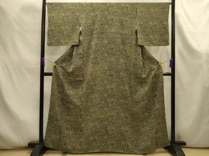 平和屋着物■上質な小紋　鳥獣花丸文　鬼しぼ縮緬　正絹　逸品　AABK6067sx