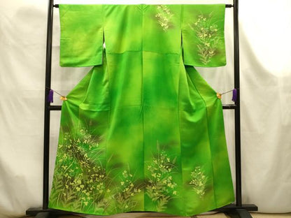 平和屋着物■訪問着　手描き　草花文　暈し染め　正絹　逸品　AABK6075sx