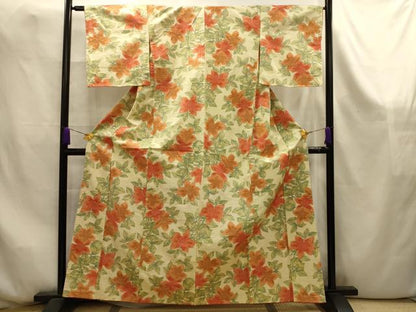 平和屋着物■上質な紬　草花文　正絹　逸品　AABK6077sx