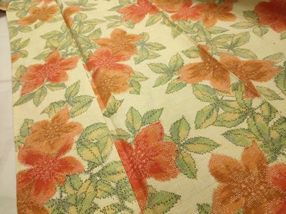 平和屋着物■上質な紬　草花文　正絹　逸品　AABK6077sx