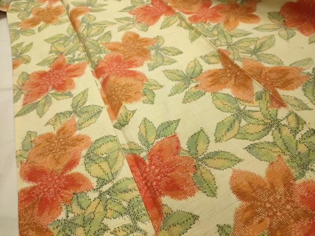 平和屋着物■上質な紬　草花文　正絹　逸品　AABK6077sx