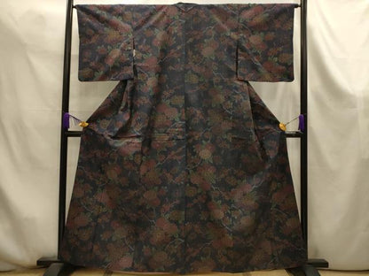 平和屋着物■上質な紬　枝花文　正絹　逸品　AABK6078sx