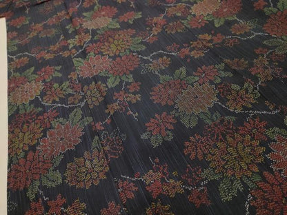 平和屋着物■上質な紬　枝花文　正絹　逸品　AABK6078sx