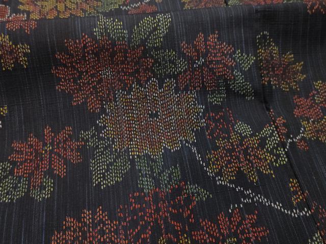 平和屋着物■上質な紬　枝花文　正絹　逸品　AABK6078sx