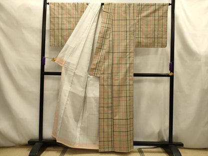 平和屋着物■上質な紬　格子　正絹　逸品　AABK6080sx
