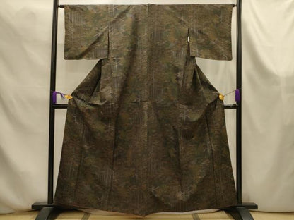 平和屋着物■上質な紬　樹林文　正絹　逸品　AABK6082sx