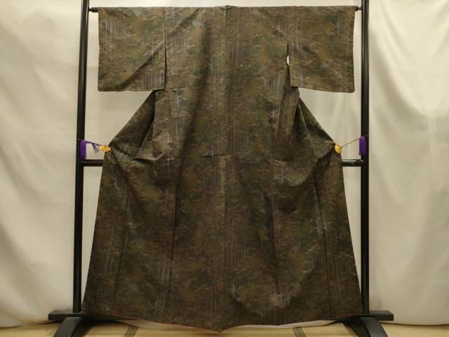平和屋着物■上質な紬　樹林文　正絹　逸品　AABK6082sx