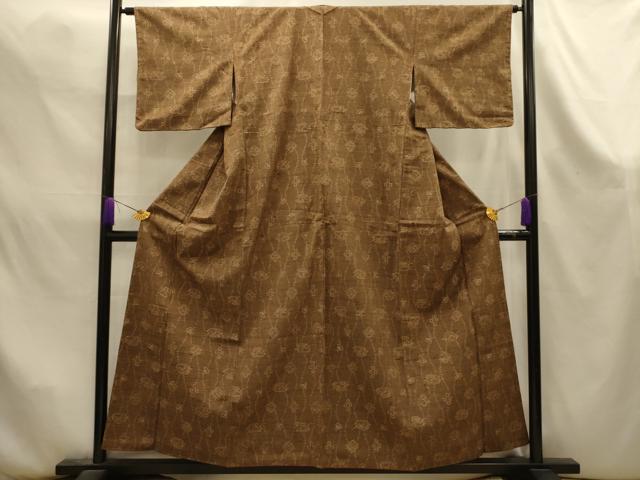 平和屋着物■上質な紬　立涌花文　正絹　逸品　AABK6083sx