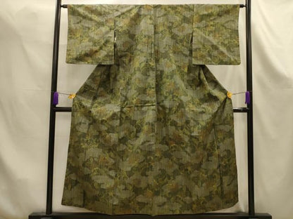 平和屋着物■上質な紬　更紗花文　正絹　逸品　AABK6084sx