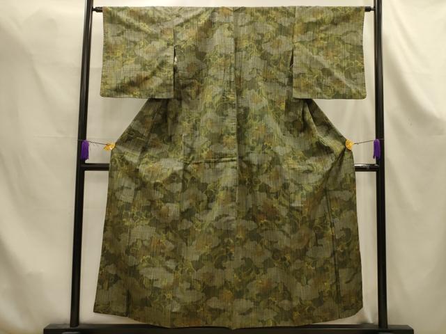 平和屋着物■上質な紬　更紗花文　正絹　逸品　AABK6084sx