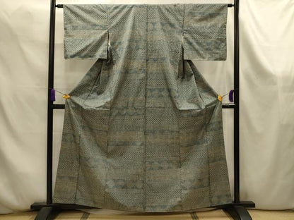 平和屋着物■上質な紬　横段花文　正絹　逸品　AABK6086sx
