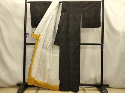 平和屋着物■上質な紬　100亀甲　変わり市松花文　正絹　逸品　AABK6087sx