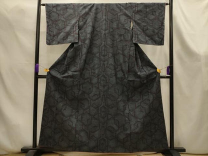 平和屋着物■上質な紬　亀甲文　正絹　逸品　AABK6088sx