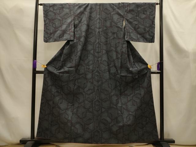 平和屋着物■上質な紬　亀甲文　正絹　逸品　AABK6088sx