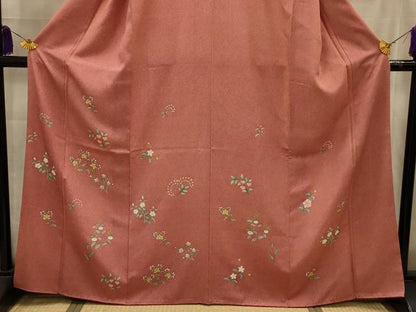 平和屋着物■江戸小紋　訪問着　手描き　草花文　正絹　逸品　AABK6091sx