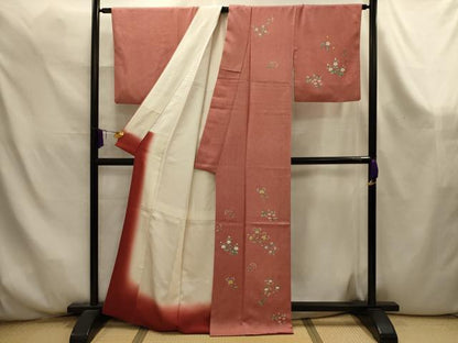 平和屋着物■江戸小紋　訪問着　手描き　草花文　正絹　逸品　AABK6091sx