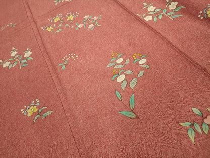 平和屋着物■江戸小紋　訪問着　手描き　草花文　正絹　逸品　AABK6091sx