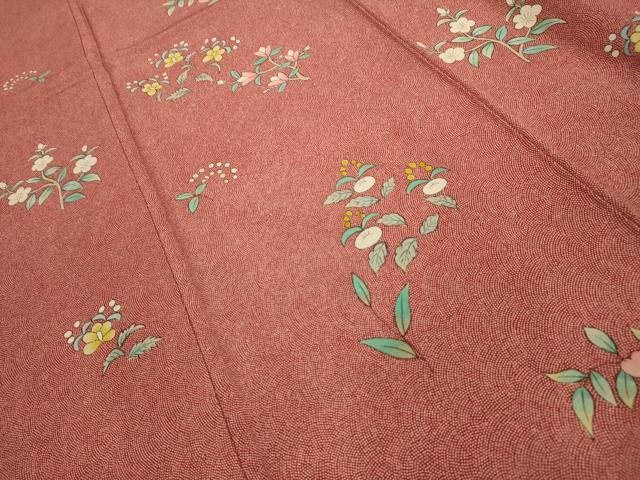 平和屋着物■江戸小紋　訪問着　手描き　草花文　正絹　逸品　AABK6091sx