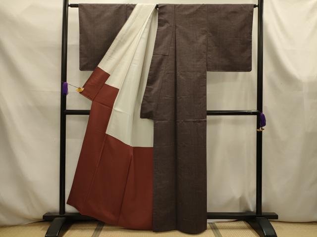 平和屋着物■上質な紬　松葉文　正絹　逸品　AABK6092sx