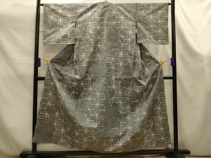 平和屋着物■上質な紬　麻の葉文様　正絹　逸品　AABK6093sx