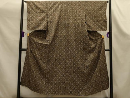 平和屋着物■本場大島紬　花菱文　正絹　逸品　AABK6095sx