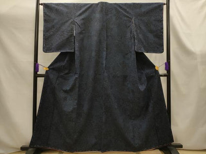 平和屋着物■結城紬　更紗花文　正絹　逸品　AABK6096sx