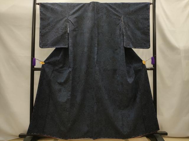 平和屋着物■結城紬　更紗花文　正絹　逸品　AABK6096sx