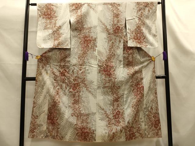 平和屋着物■上質な小紋　草花文　正絹　逸品　AABK6097sx