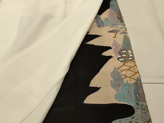 平和屋着物■豪華黒留袖　風景文　金彩　正絹　逸品　AABK6098sx