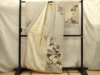 平和屋着物■訪問着　枝花文　暈し染め　正絹　逸品　AABK6100sx
