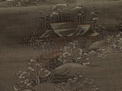 平和屋着物■本場大島紬　風景文　正絹　逸品　AABK6101sx
