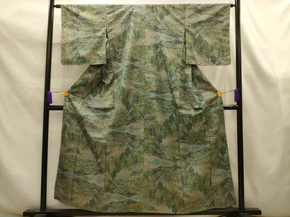 平和屋着物■本場大島紬　7マルキ　風景文　正絹　逸品　AABK6105sx