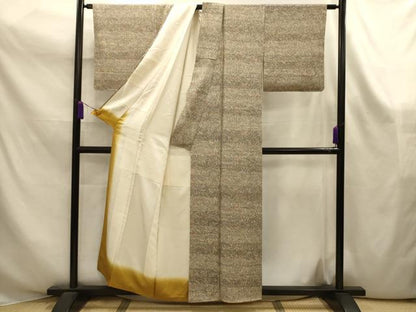 平和屋着物■上質な小紋　横段吉祥花蝶文　正絹　逸品　AABK6106sx