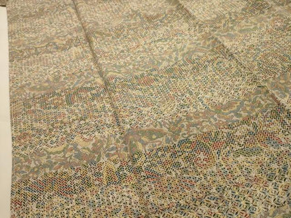 平和屋着物■上質な小紋　横段吉祥花蝶文　正絹　逸品　AABK6106sx