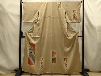 平和屋着物■訪問着　短冊風景文　暈し染め　正絹　逸品　AABK6107sx