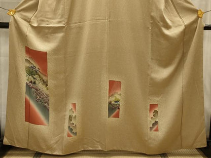 平和屋着物■訪問着　短冊風景文　暈し染め　正絹　逸品　AABK6107sx